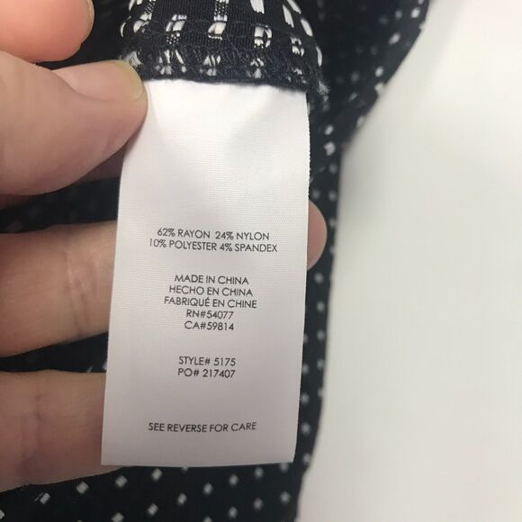 CAbi #5175 Polka Dot Black Trousers Womens 6 Flat Front Skinny Leg Mid Rise - Picture 8 of 13